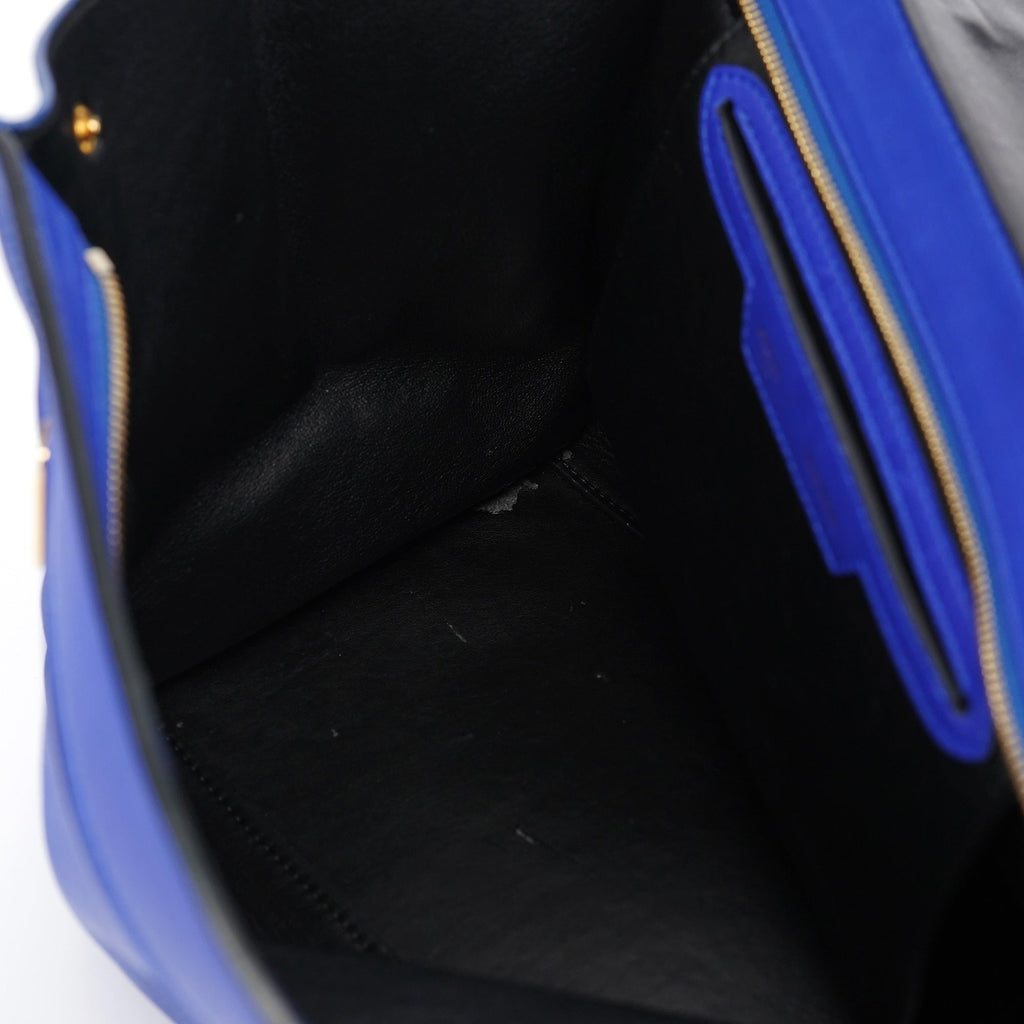 Royal Blue Leather Trapeze 2-Way Bag