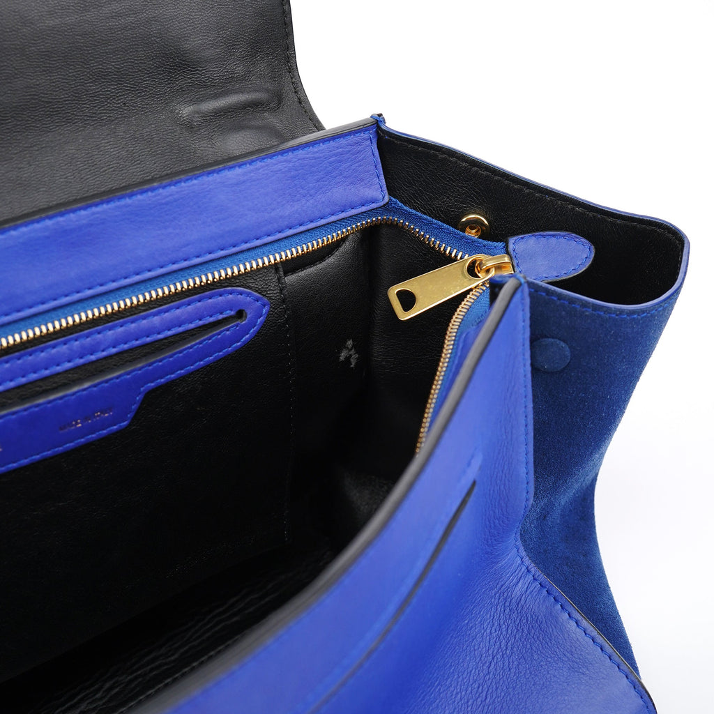 Royal Blue Leather Trapeze 2-Way Bag