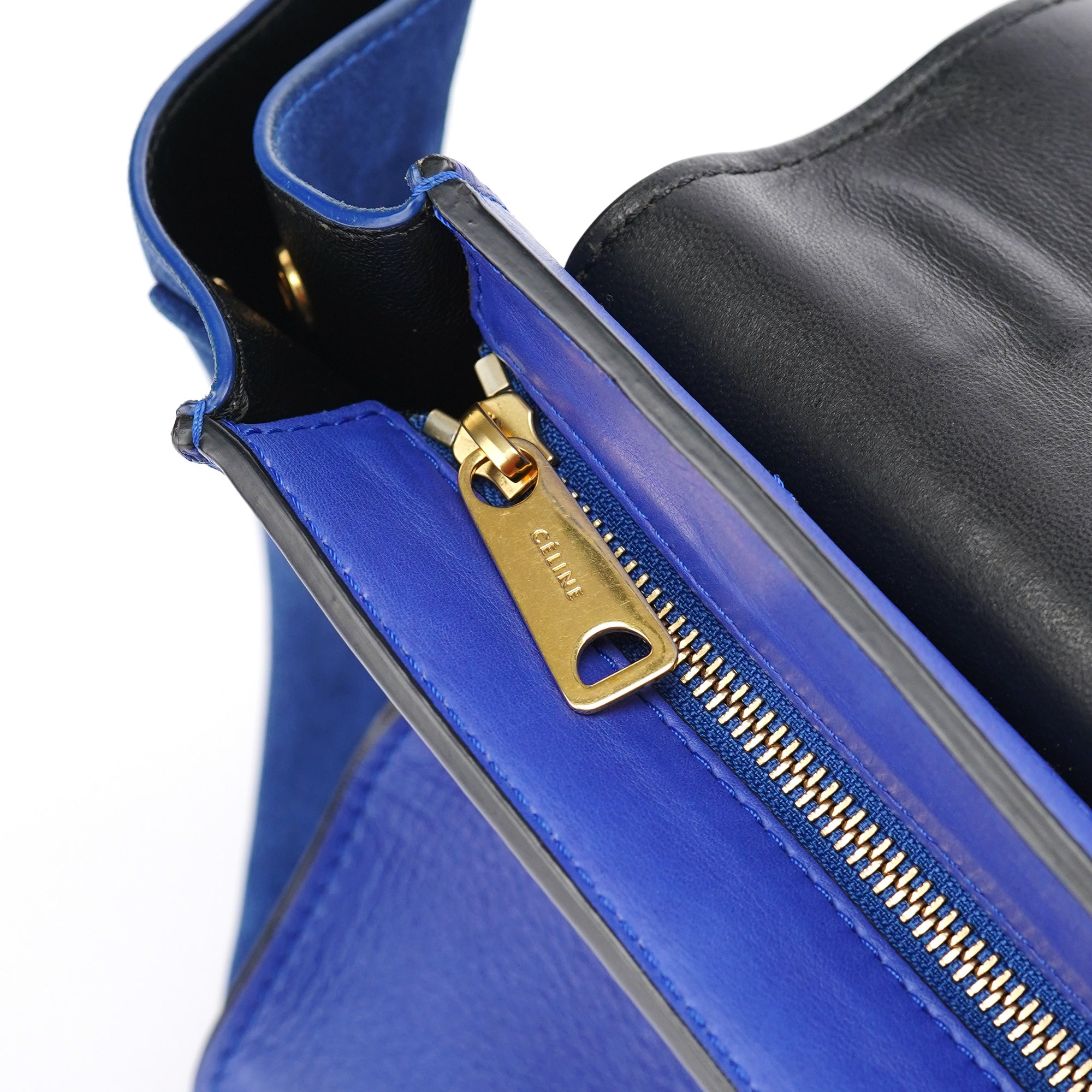 Royal Blue Leather Trapeze 2-Way Bag