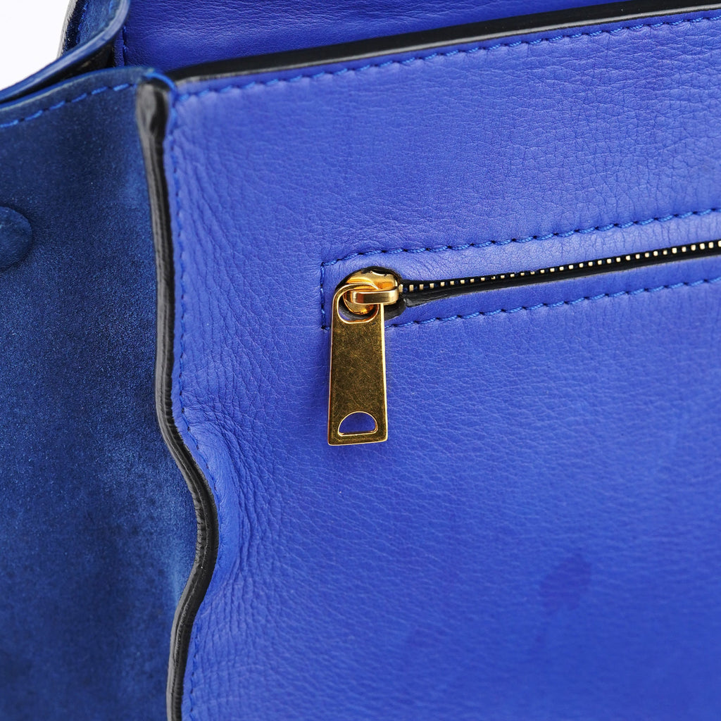 Royal Blue Leather Trapeze 2-Way Bag