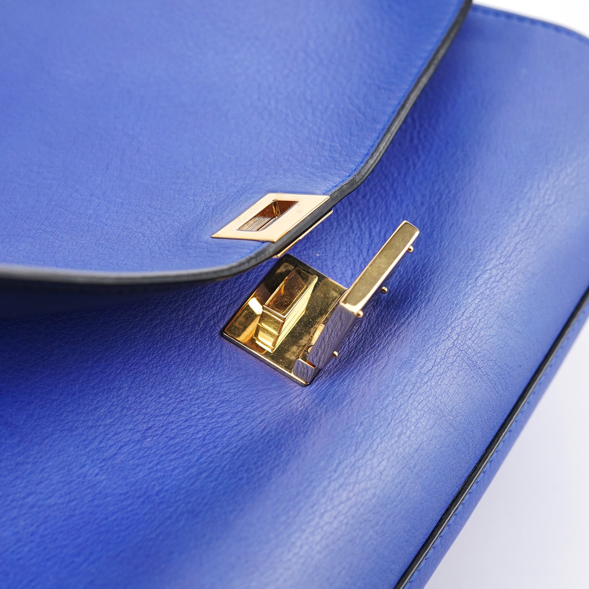 Royal Blue Leather Trapeze 2-Way Bag
