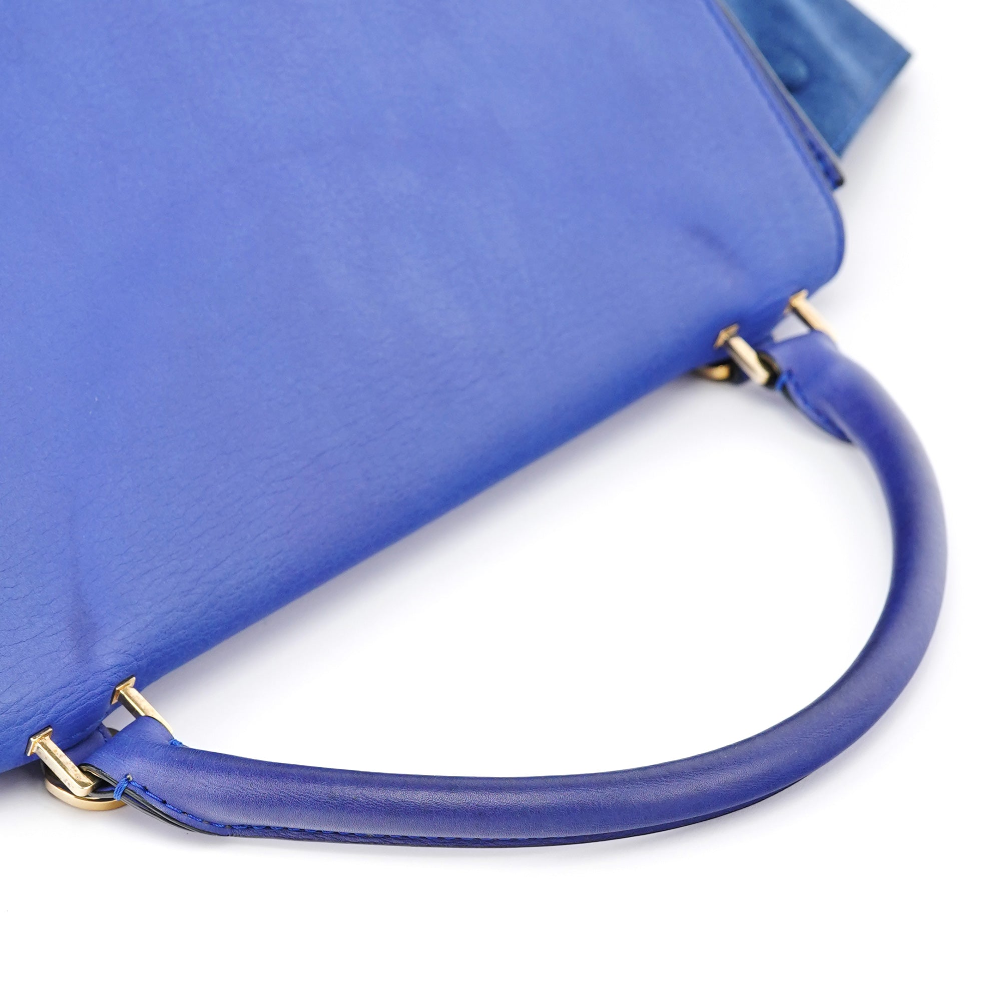 Royal Blue Leather Trapeze 2-Way Bag