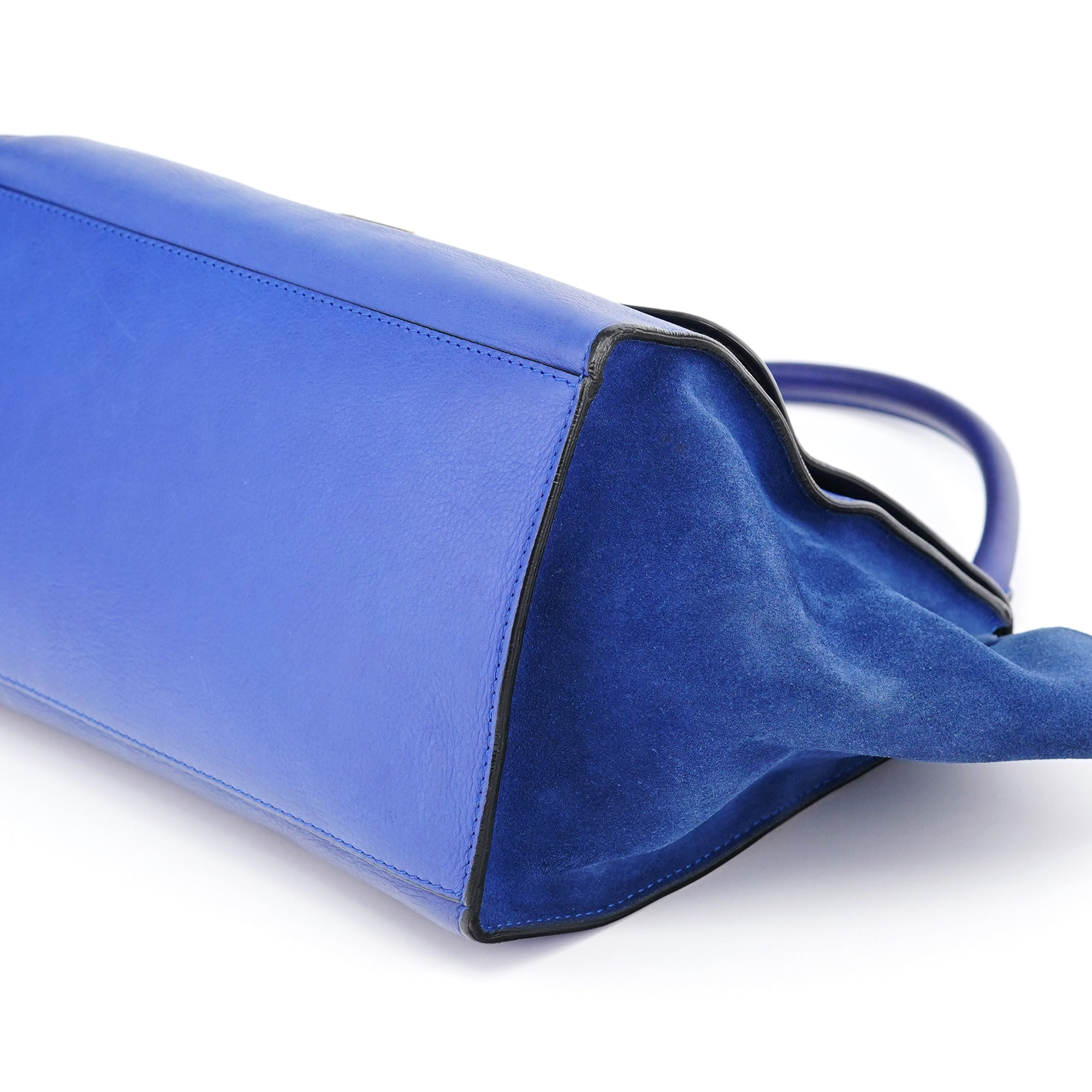 Royal Blue Leather Trapeze 2-Way Bag