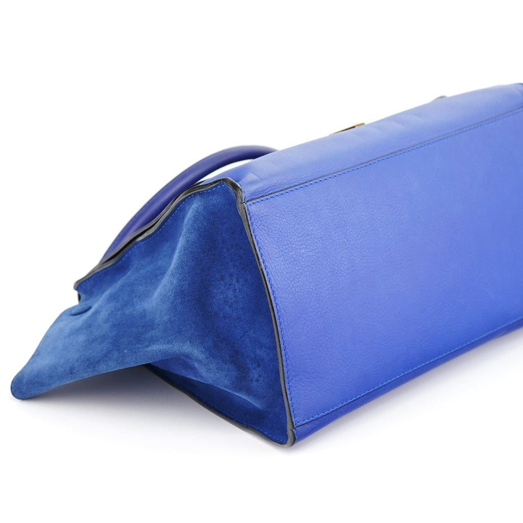 Royal Blue Leather Trapeze 2-Way Bag