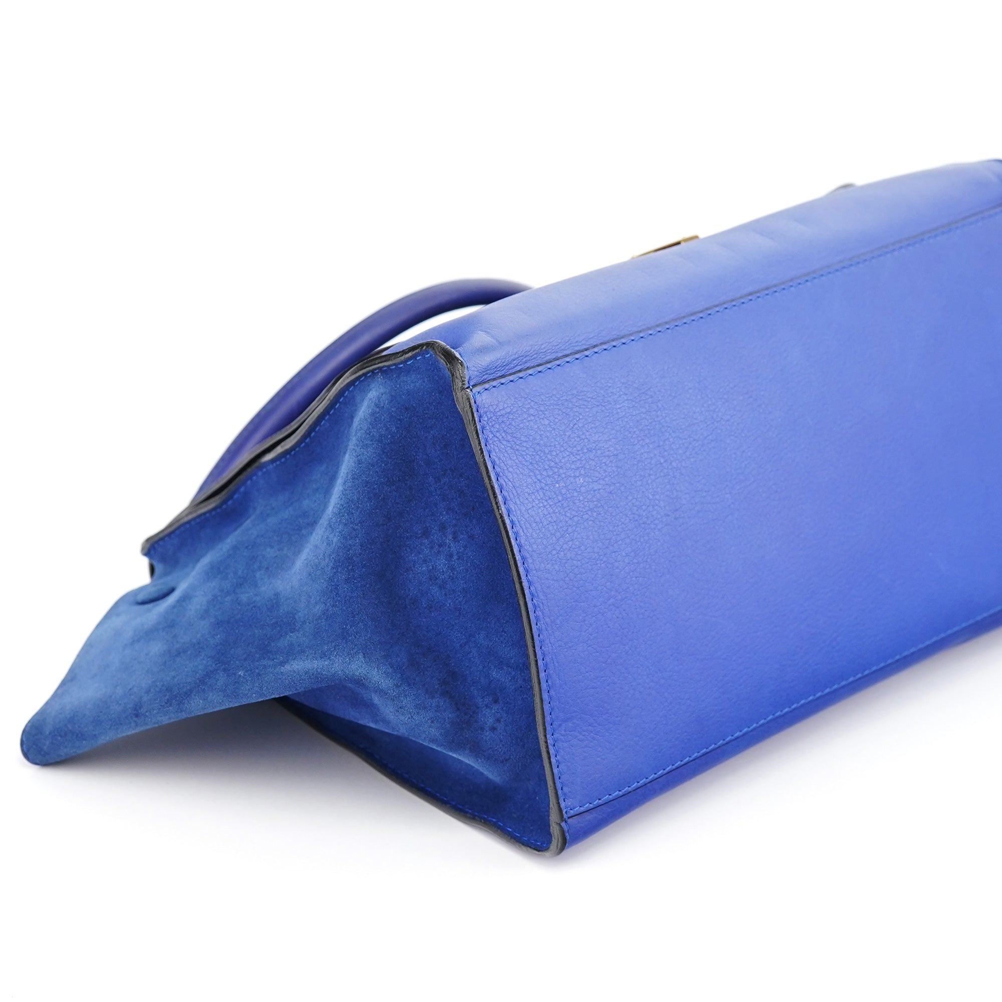 Royal Blue Leather Trapeze 2-Way Bag