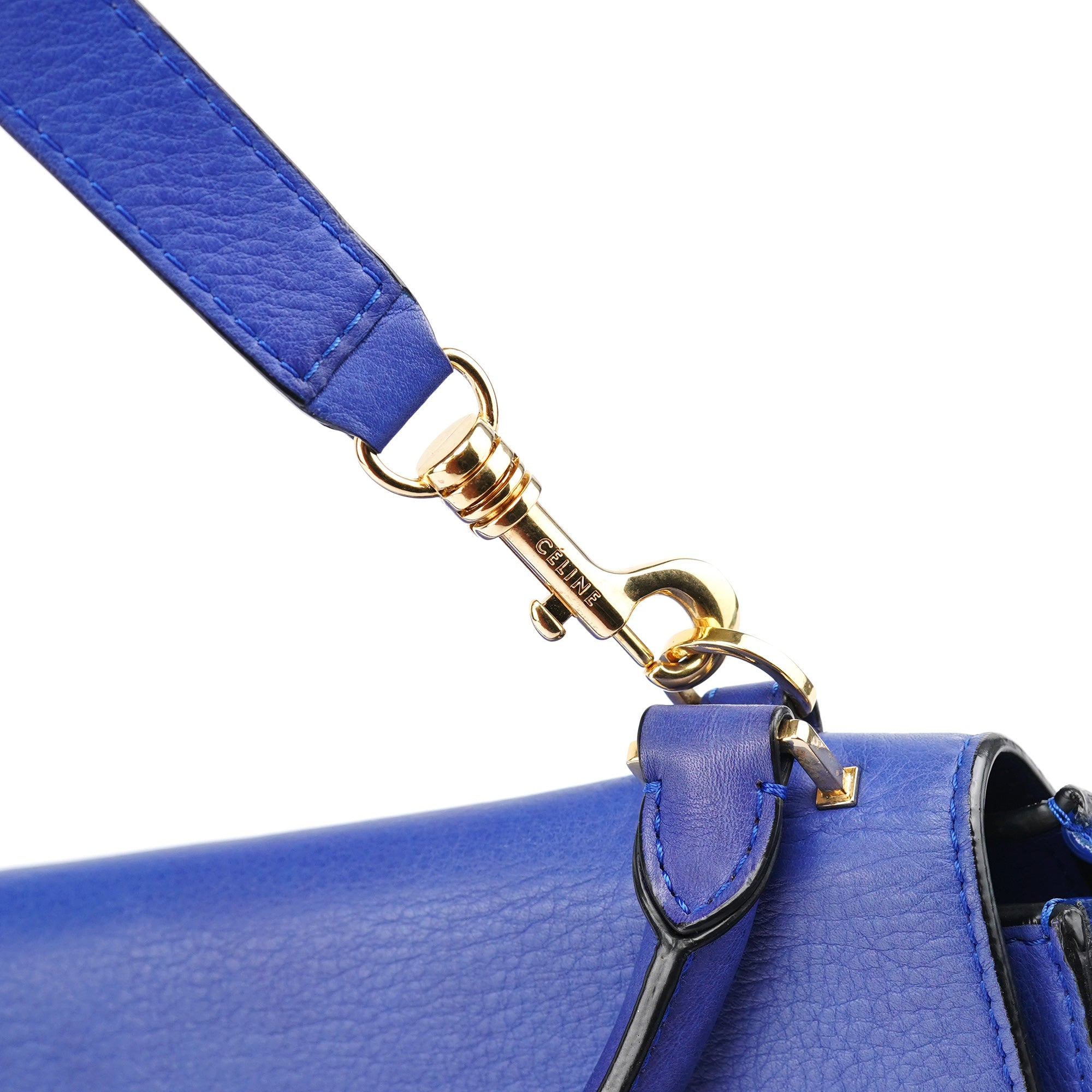 Royal Blue Leather Trapeze 2-Way Bag