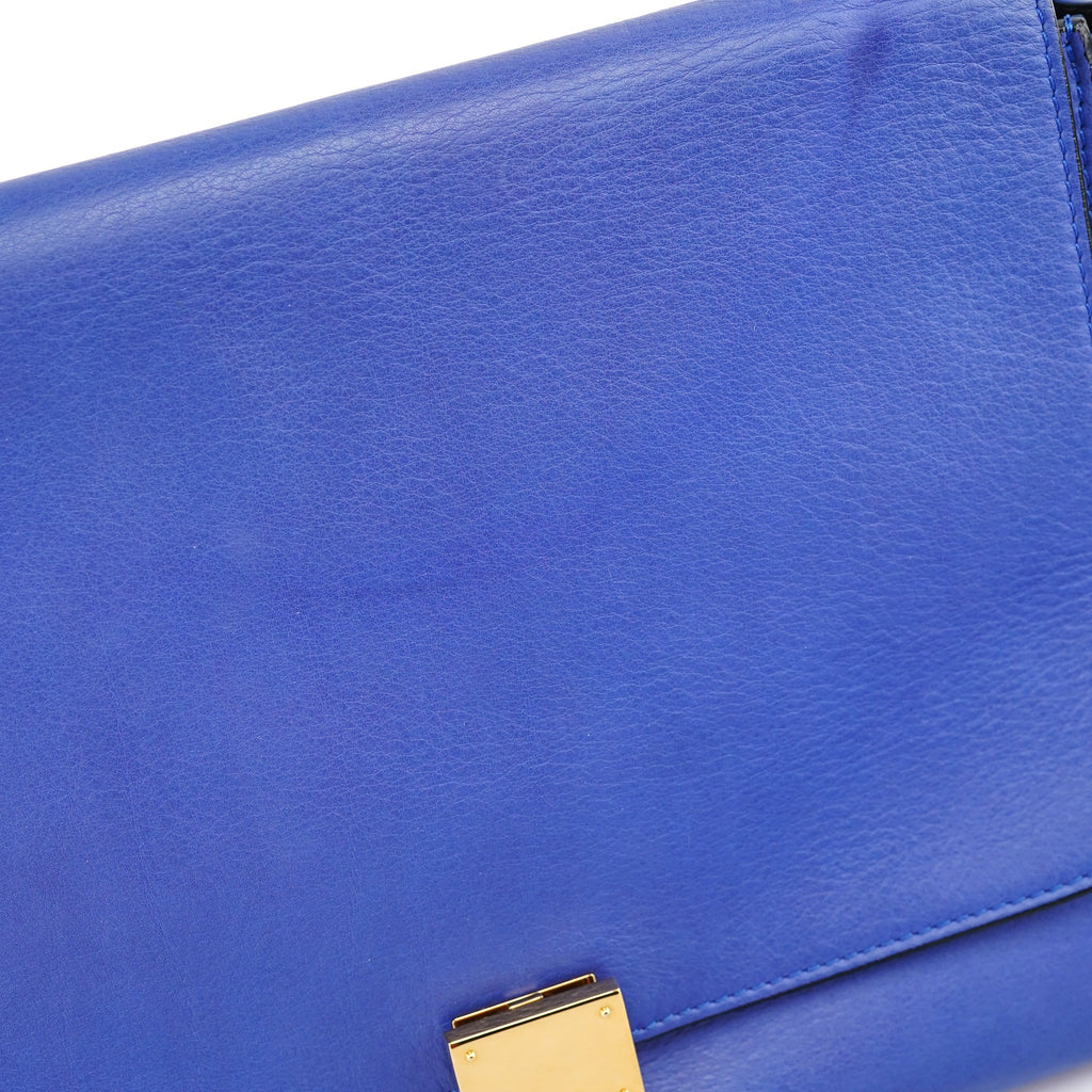 Royal Blue Leather Trapeze 2-Way Bag