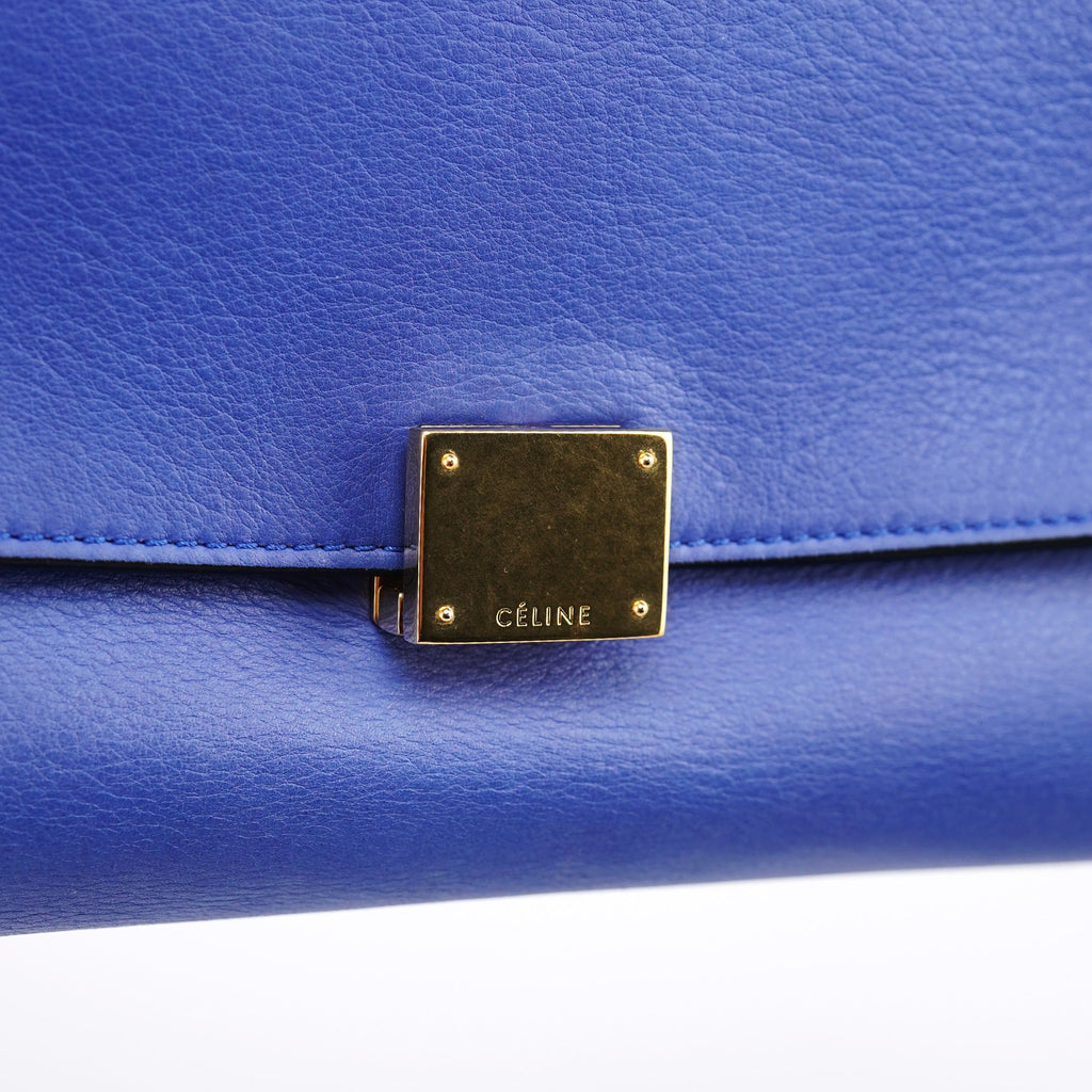 Royal Blue Leather Trapeze 2-Way Bag