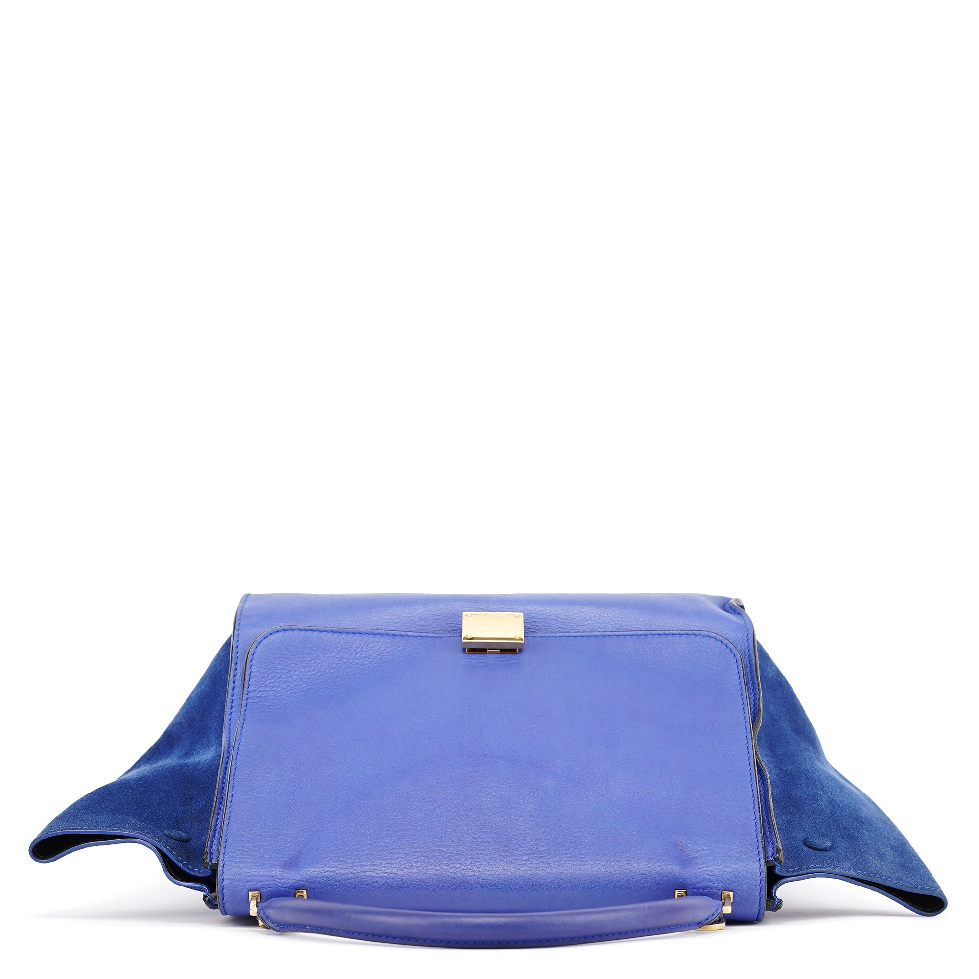 Royal Blue Leather Trapeze 2-Way Bag