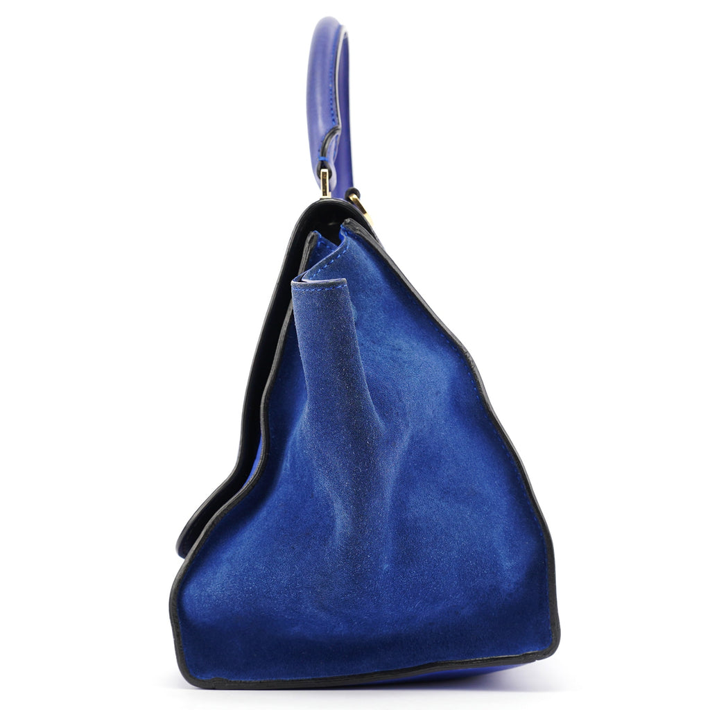 Royal Blue Leather Trapeze 2-Way Bag
