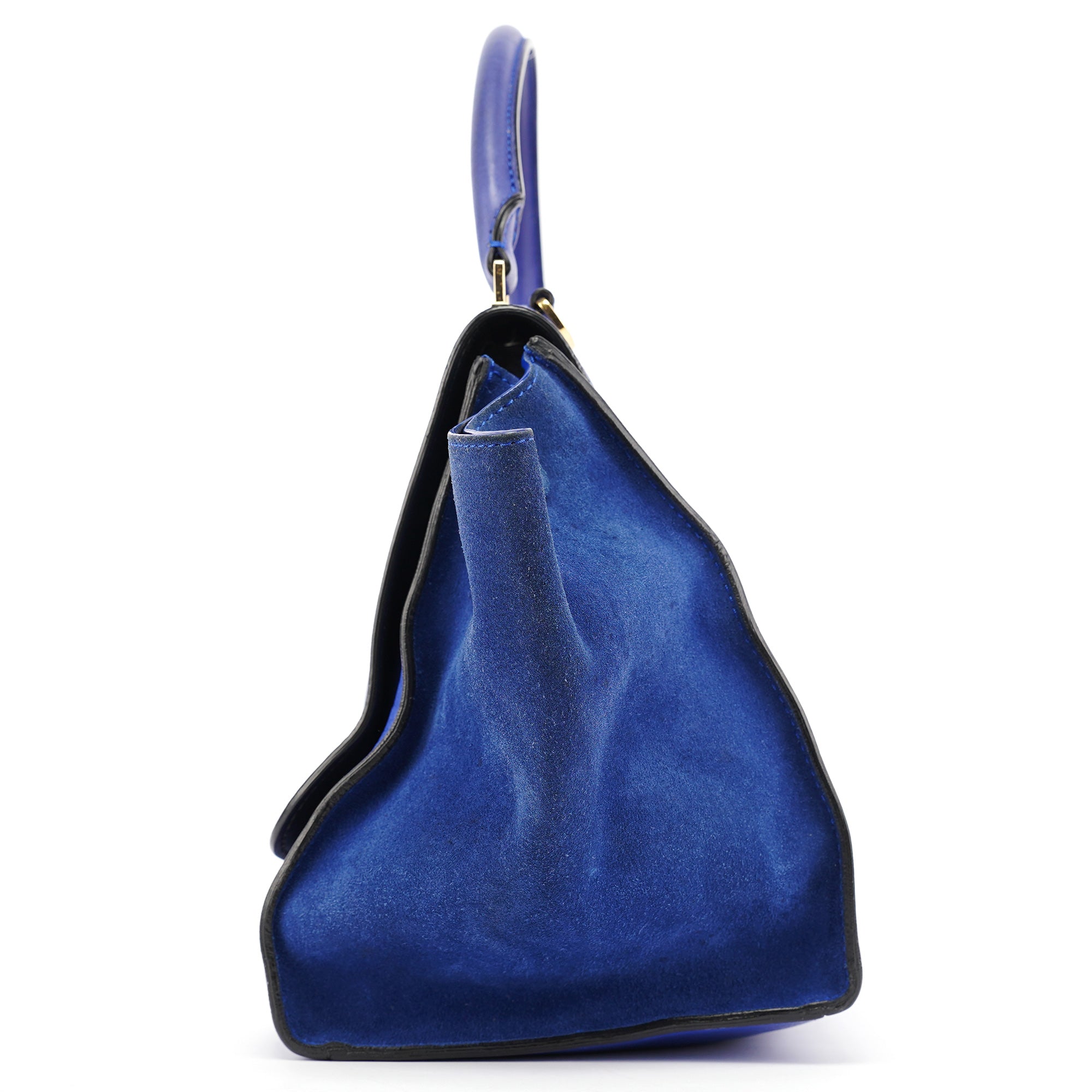 Royal Blue Leather Trapeze 2-Way Bag