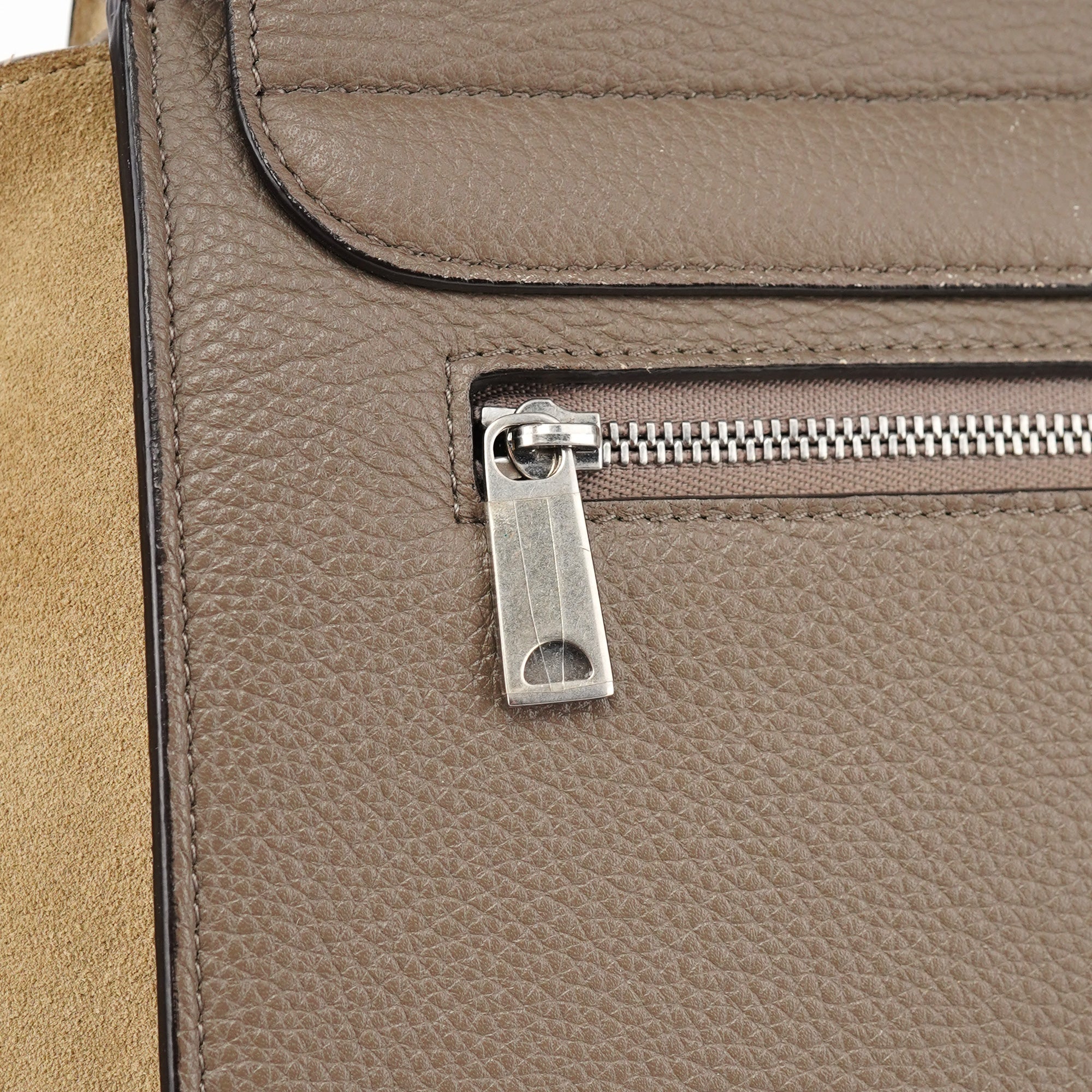 Taupe Leather Trapeze 2-Way Bag