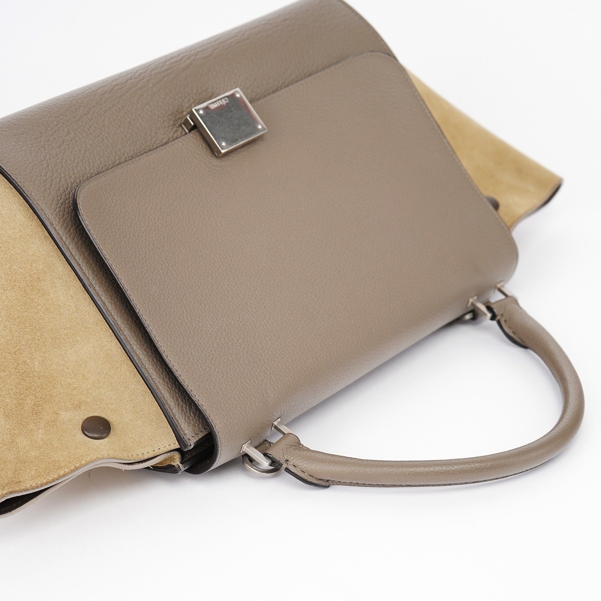 Taupe Leather Trapeze 2-Way Bag