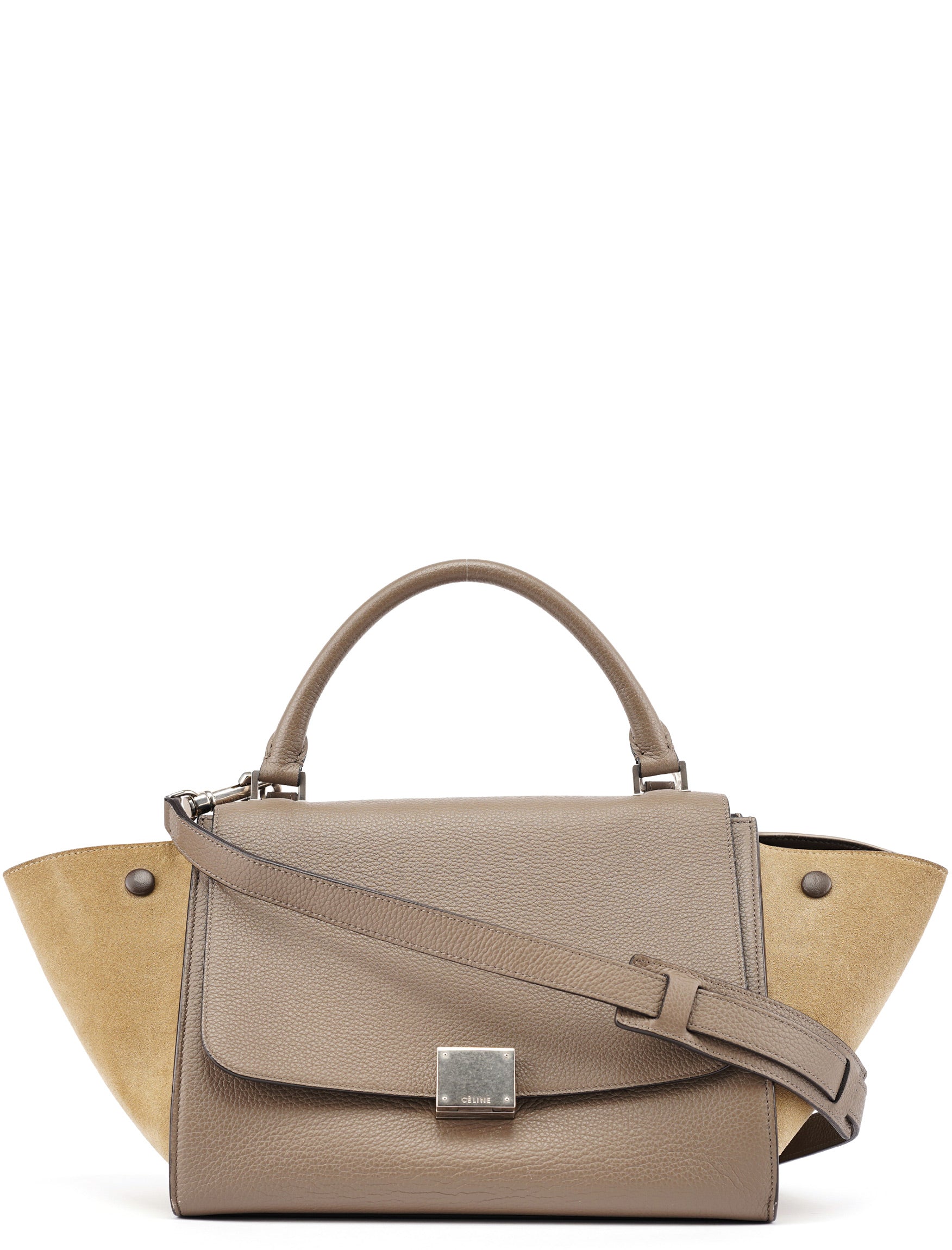 Taupe Leather Trapeze 2-Way Bag