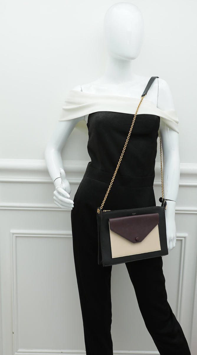 Celine Teicolor Envelope Pocket Chain Bag