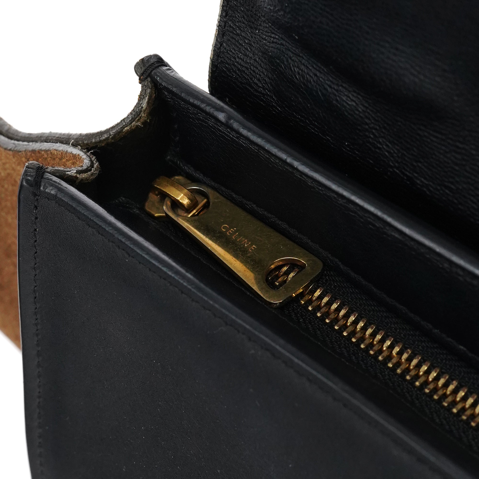 White Brown Leather Trapeze 2-Way Bag
