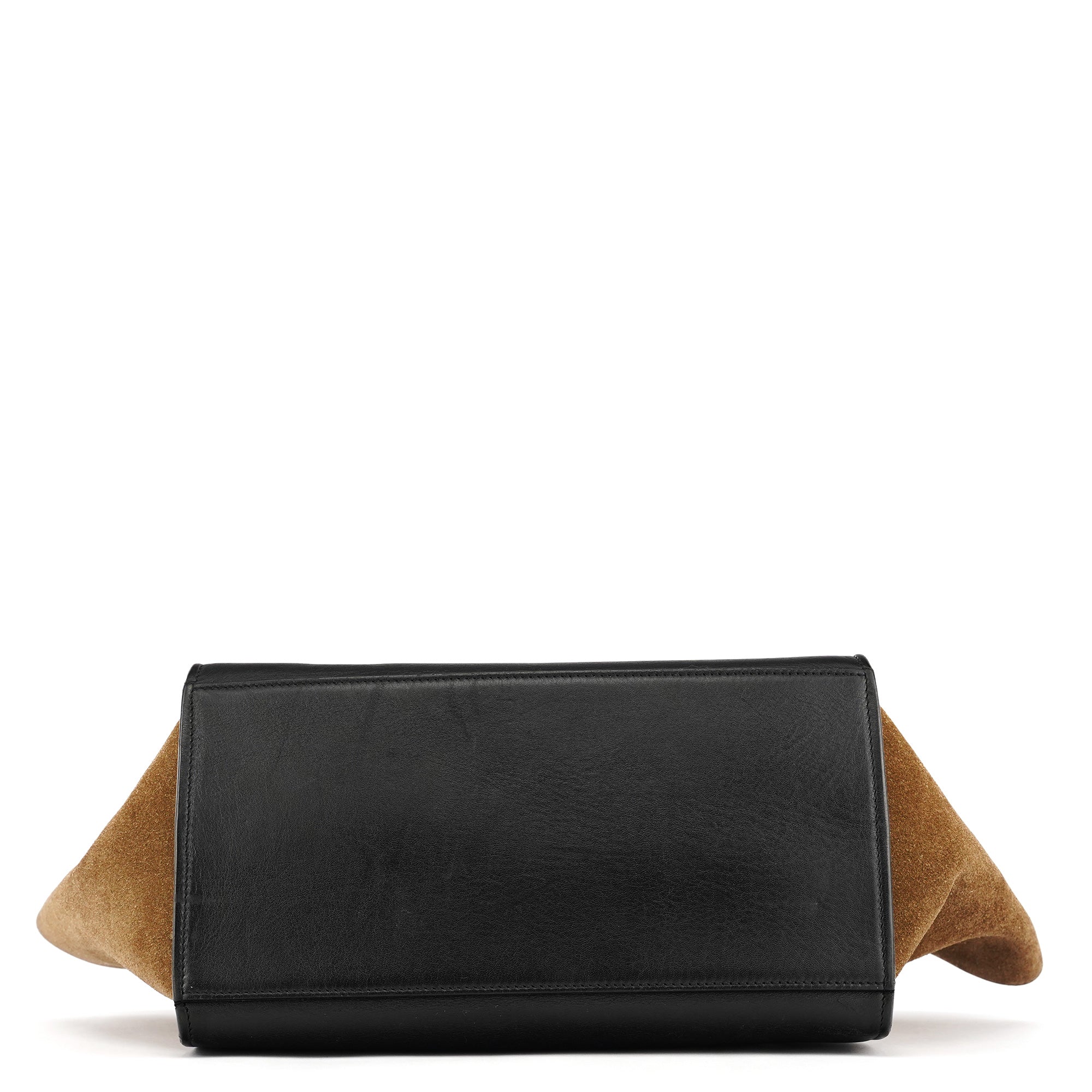 White Brown Leather Trapeze 2-Way Bag