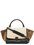 White Brown Leather Trapeze 2-Way Bag