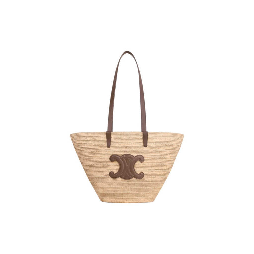 MEDIUM SUPPLE CELINE CLASSIC PANIER in Raffia and calfskin