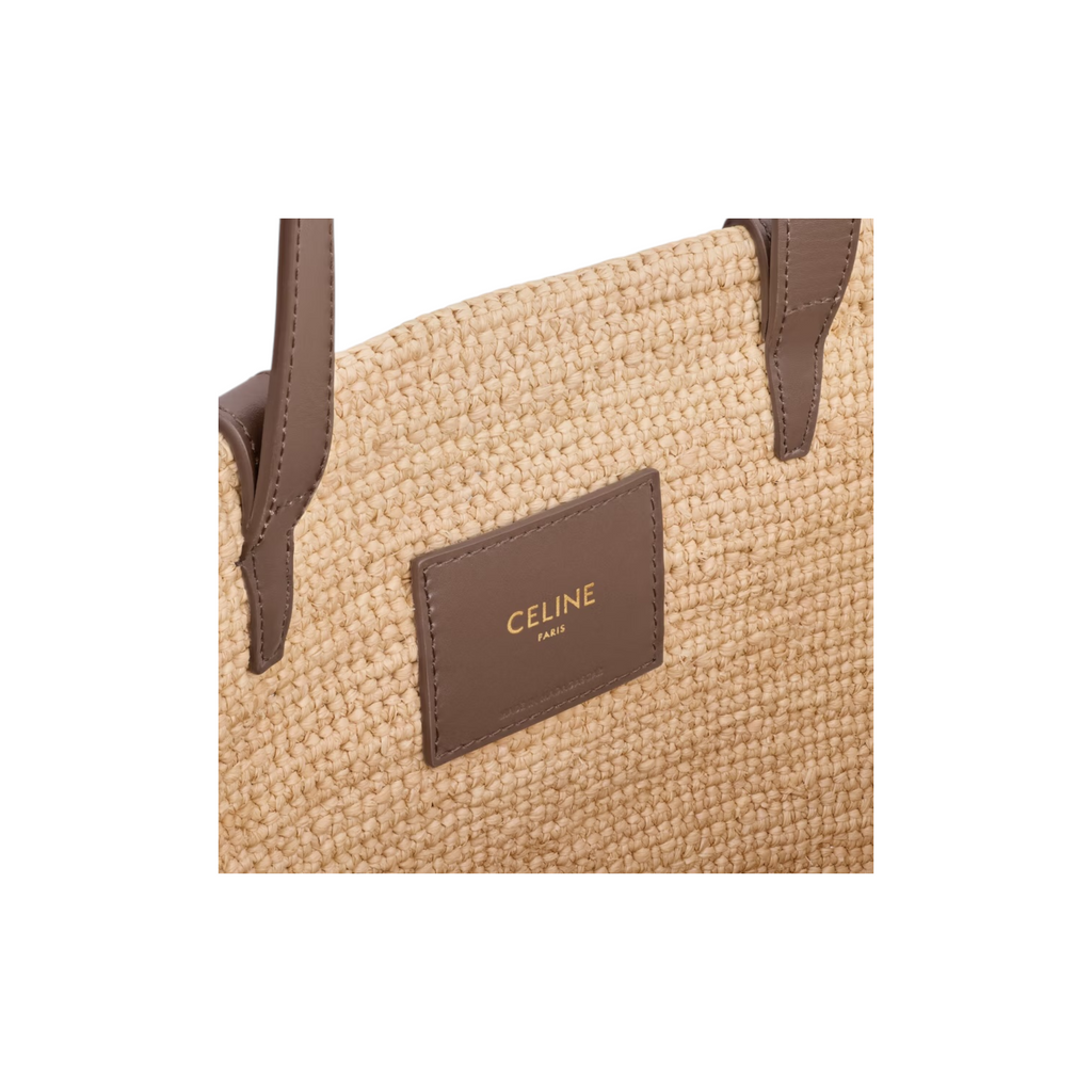 MEDIUM SUPPLE CELINE CLASSIC PANIER in Raffia and calfskin