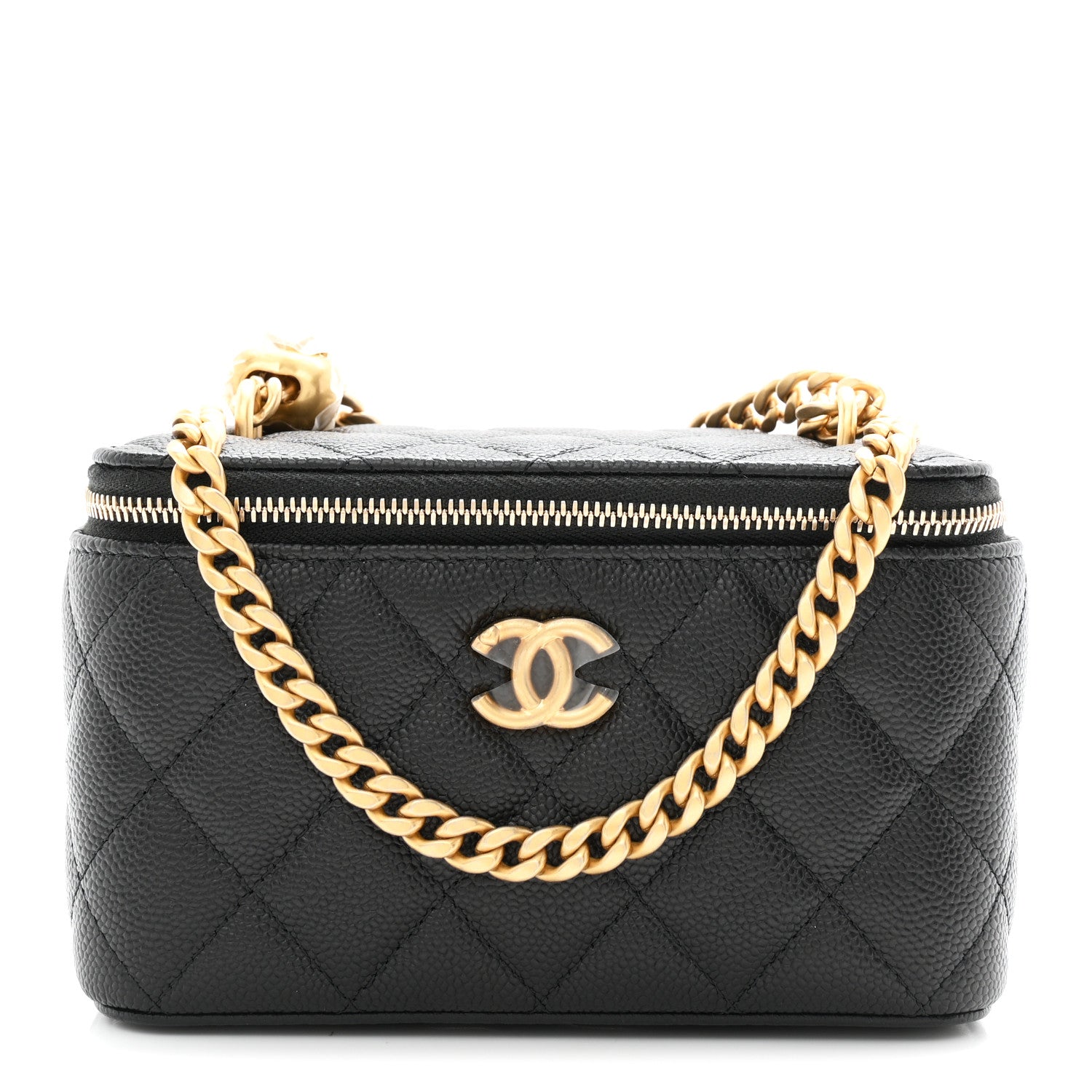 Caviar Quilted Sweetheart Vanity Case Black