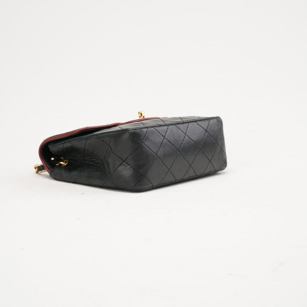 Chanel Vintage Mini Timeless Flap Black and Burgundy 1991