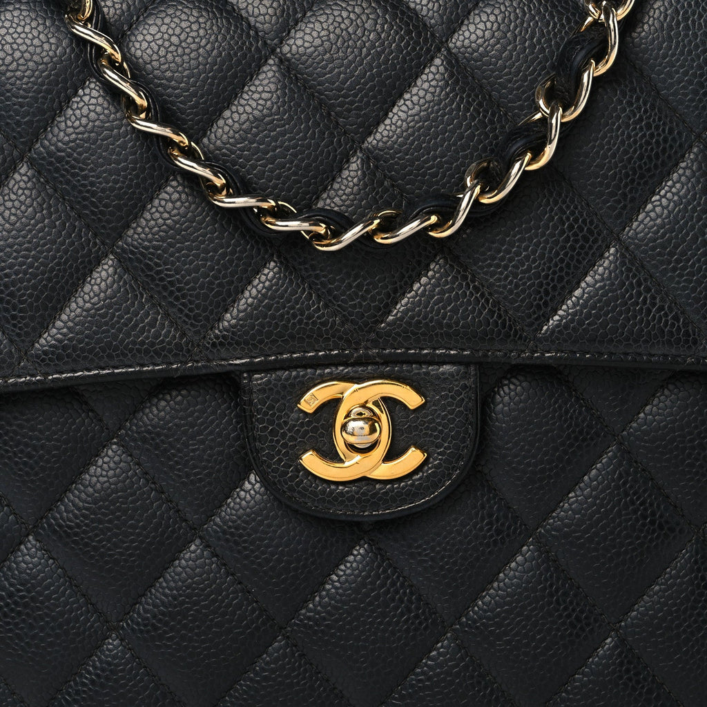 Caviar Jumbo Single Flap Black