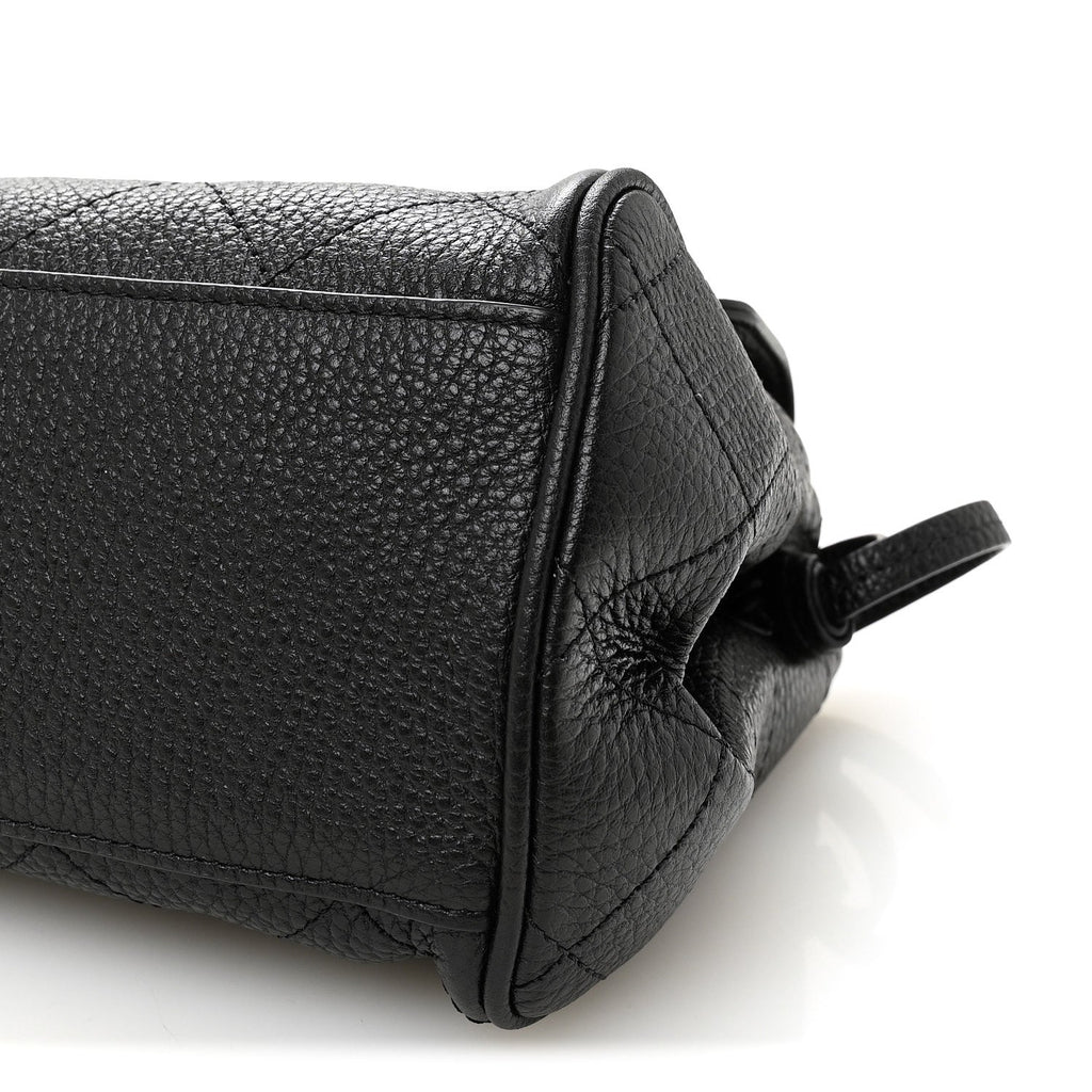 Grained Calfskin Stitched Urban Essentials Small Shopping Bag Black