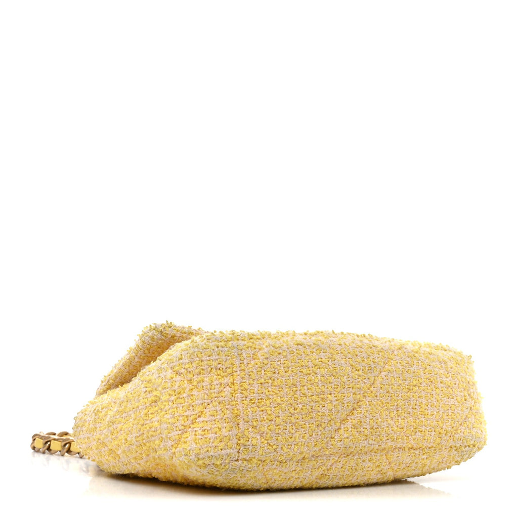 Tweed Quilted Medium Chanel 19 Flap Yellow Pink