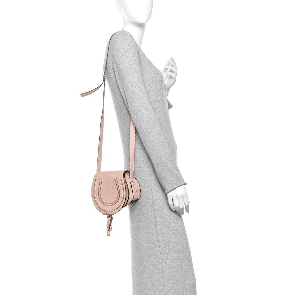 Calfskin Mini Marcie Round Crossbody Bag Blush Nude