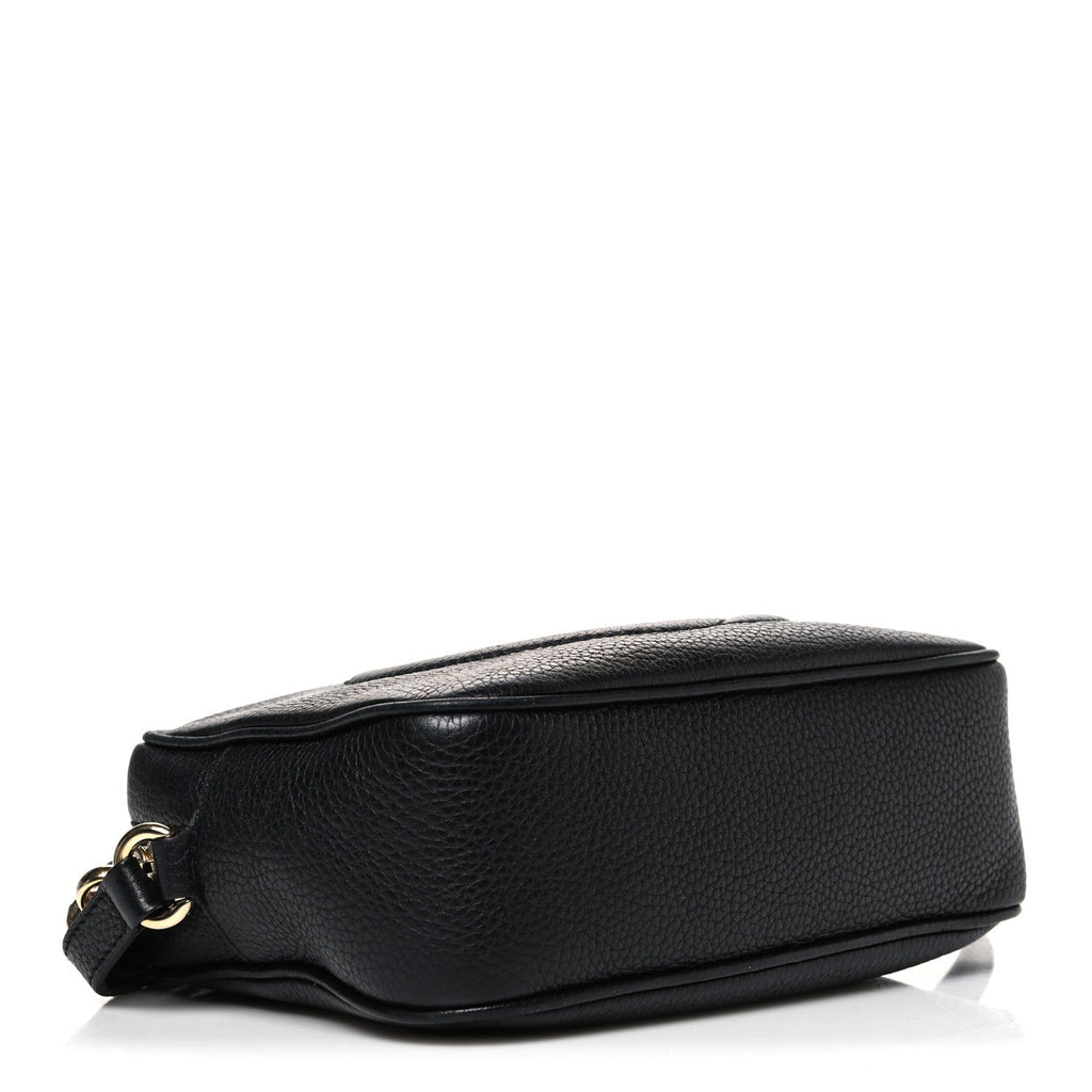 Pebbled Calfskin Small Soho Disco Bag Black
