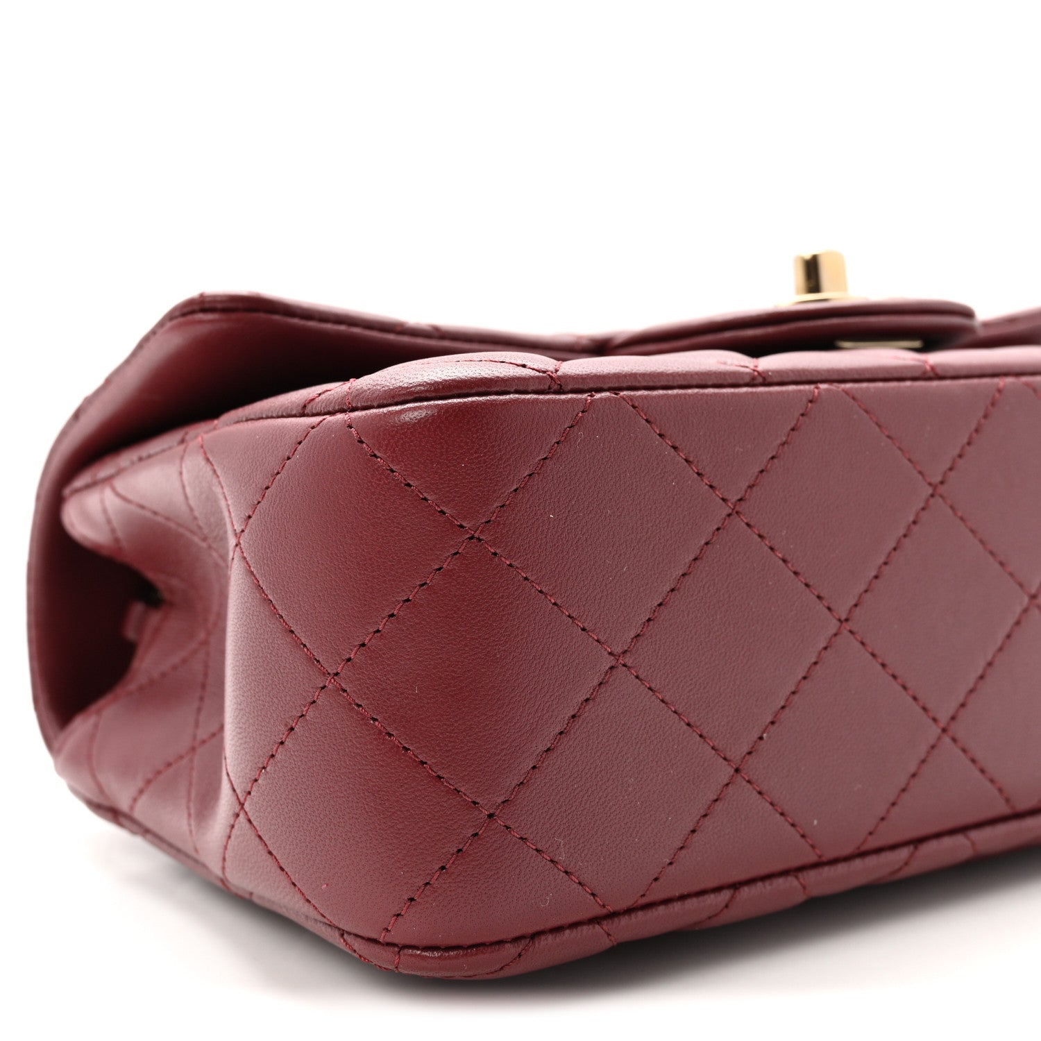 Lambskin Quilted Mini Rectangular Flap Burgundy
