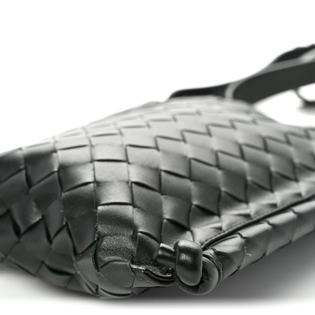 Nappa Intrecciato Small Flat Loop Messenger Black