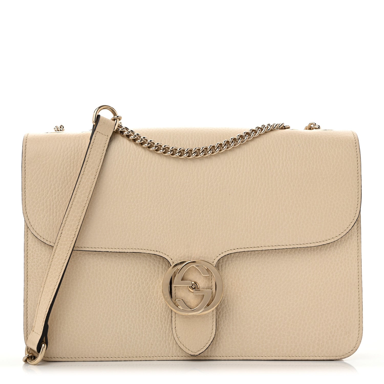 Dollar Calfskin Interlocking G Shoulder Bag Ivoire