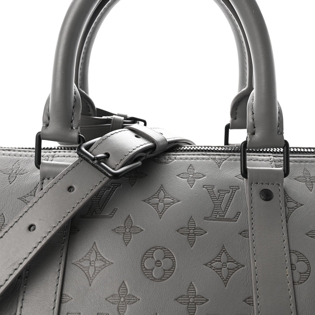 Calfskin Monogram Shadow Keepall Bandouliere 50 Anthracite Gray