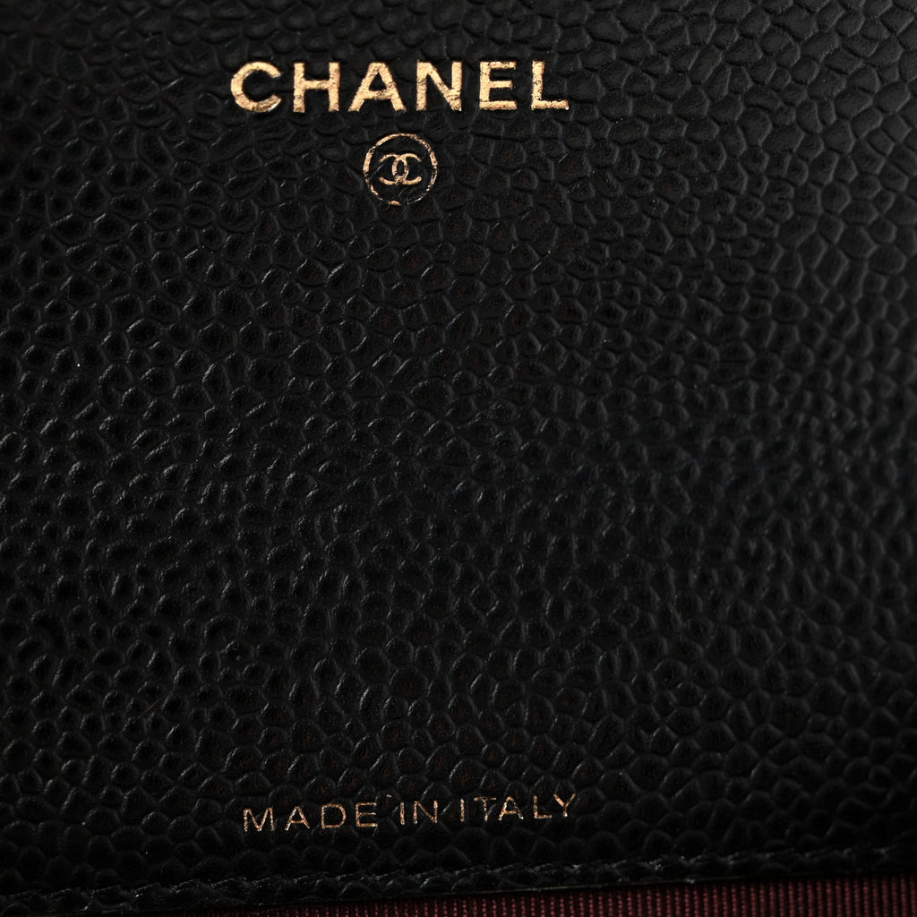 Caviar Quilted Flap Card Holder Black