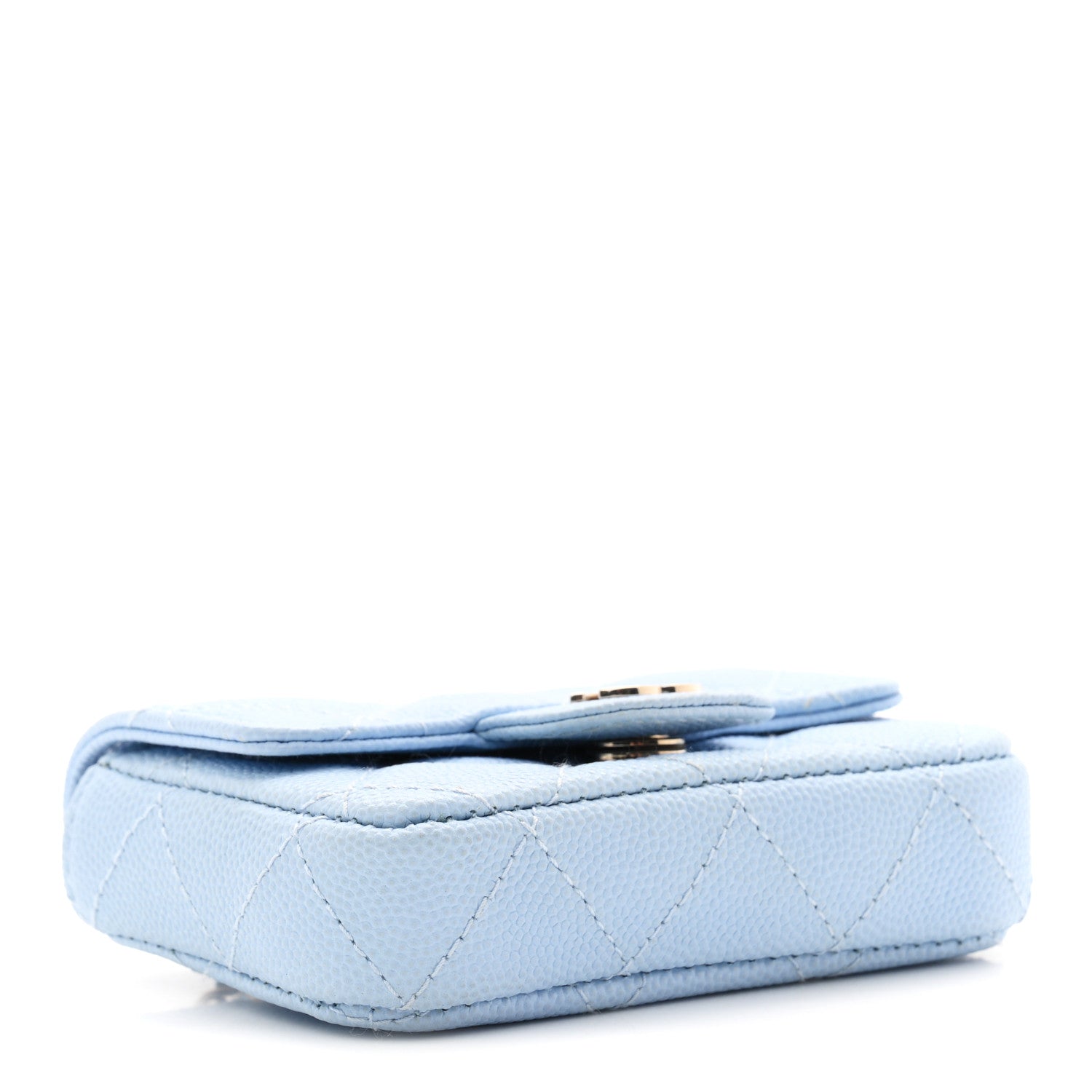 Caviar Quilted Flap Chain Waist Bag Light Blue