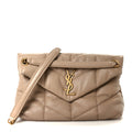 Lambskin Quilted Small Loulou Puffer Monogram Chain Satchel Dark Beige