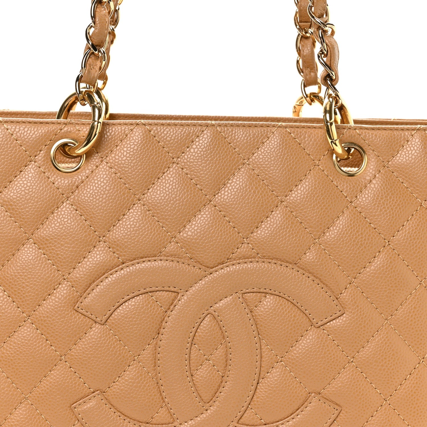 Caviar Quilted Grand Shopping Tote GST Beige