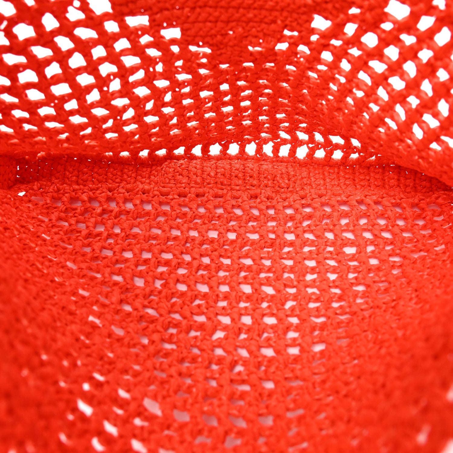 Yarn Raffia Effect Crochet Logo Embroidered Tote Bag Arancio