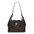 Caviar Quilted Small Chanel 25 Handbag Dark Brown