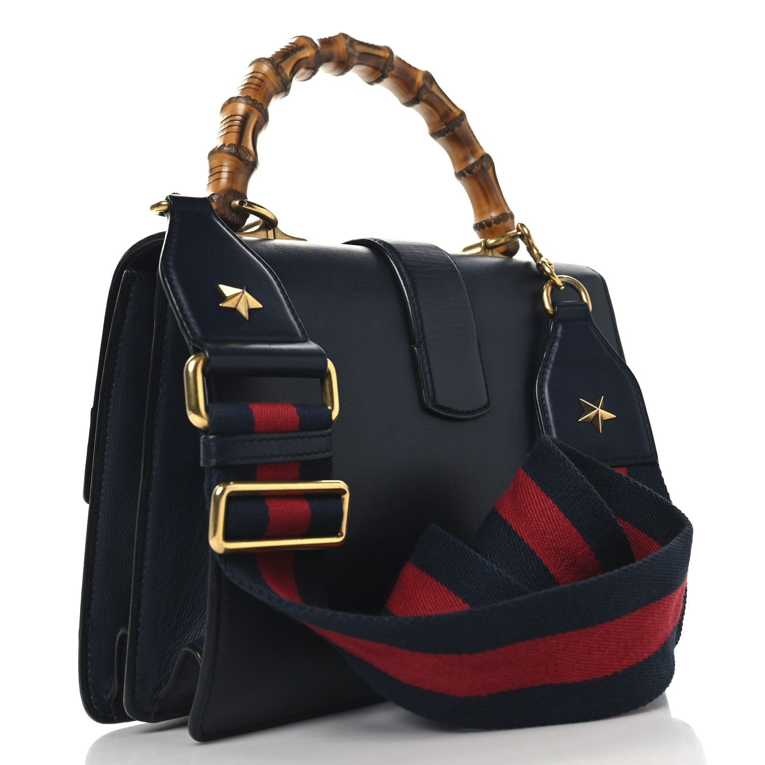 Moon Calfskin Bamboo Web Medium Dionysus Top Handle Bag Blue Emerald Hibiscus Red
