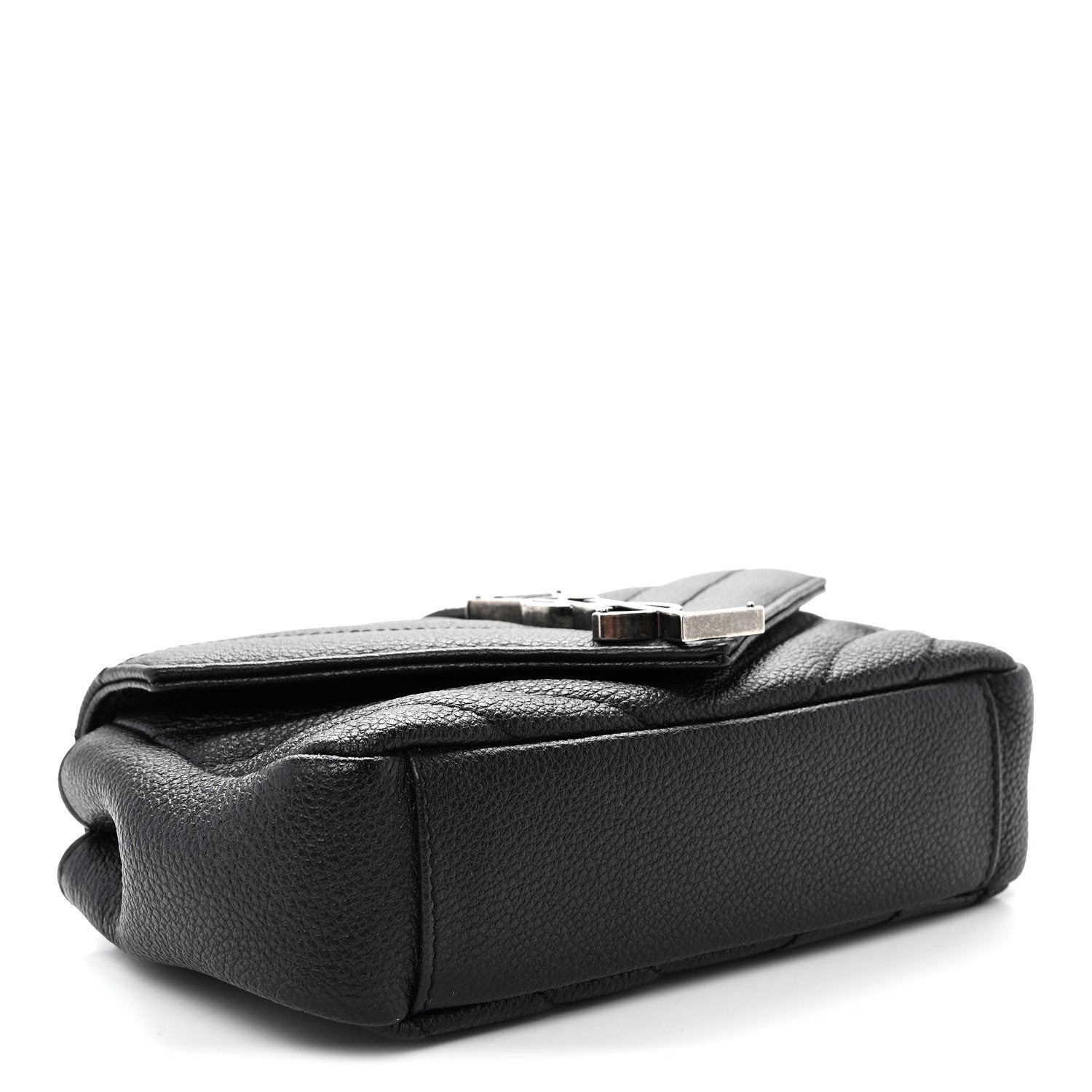 Grained Calfskin Matelasse Chevron Classic Monogram Baby Chain Bag Black