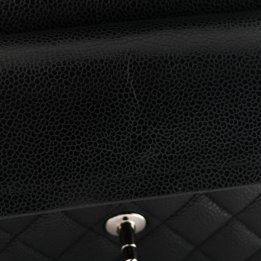 Caviar Quilted Small Double Flap Black