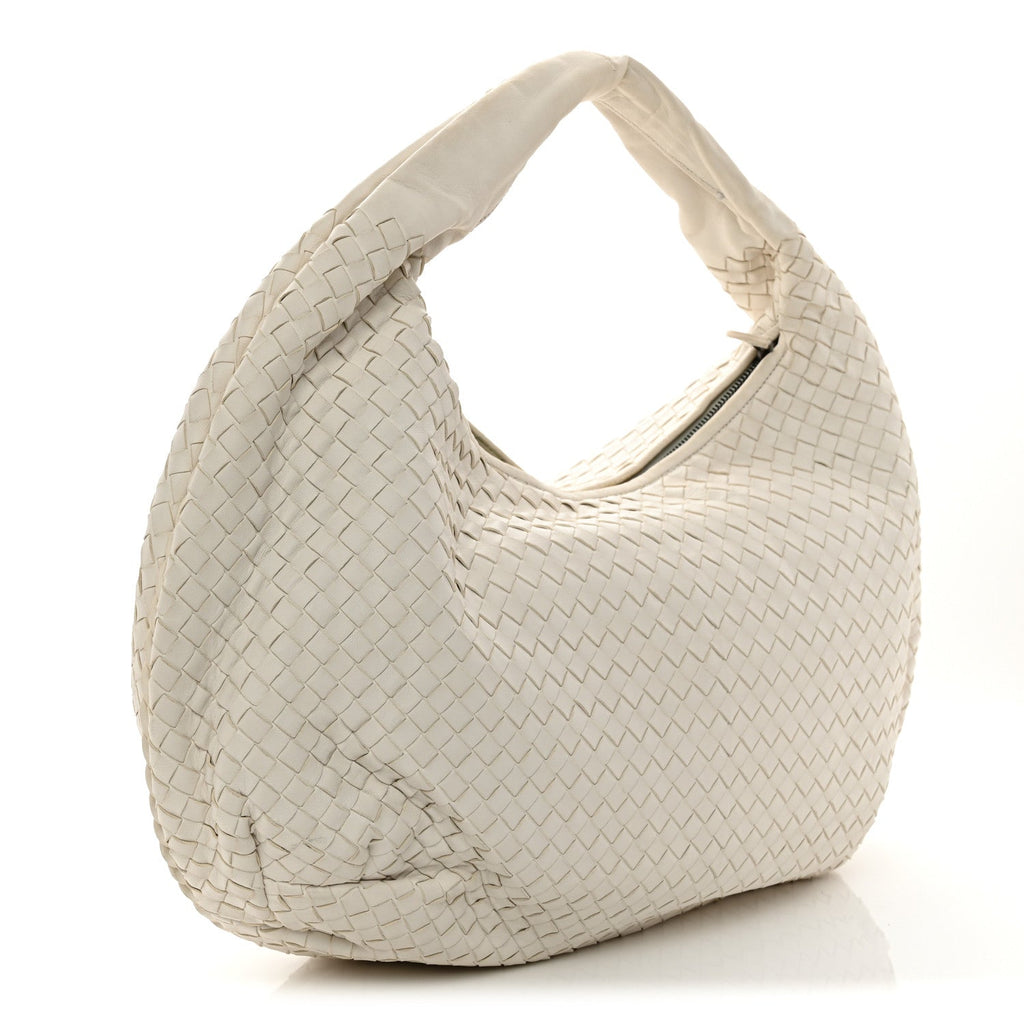 Nappa Intrecciato Large Belly Veneta Hobo White