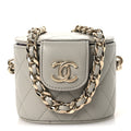 Lambskin Quilted Mini Vanity Case With Chain Grey