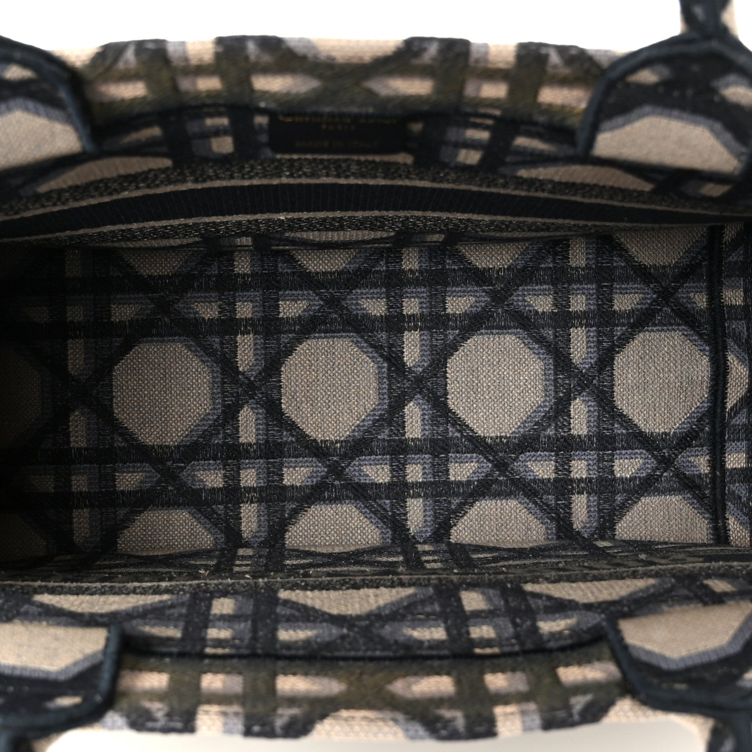 Canvas Macrocannage Embroidered Medium Book Tote Beige Blue