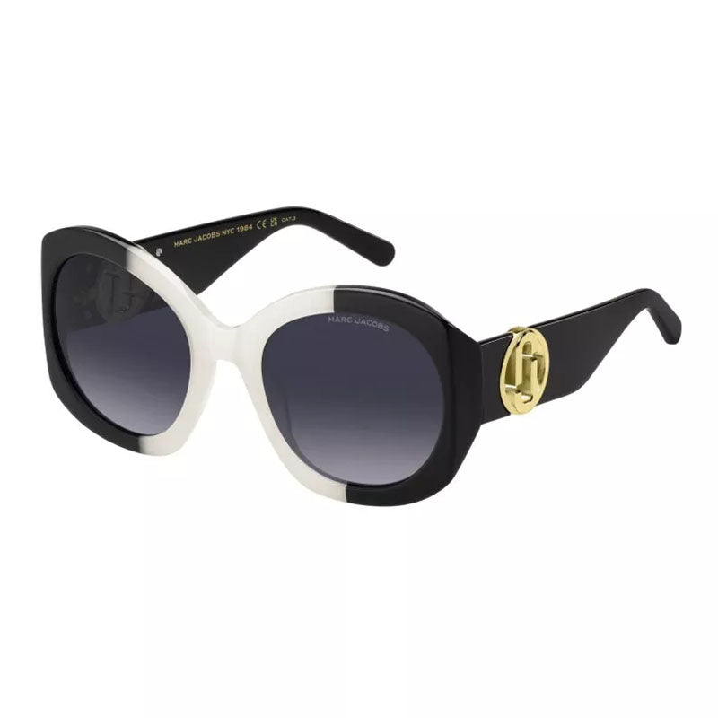Marc Jacobs Sunglasses Butterfly Full Rim, White/Black Frame and Dark Grey Gradient Lens MARC722/S0CCP9O