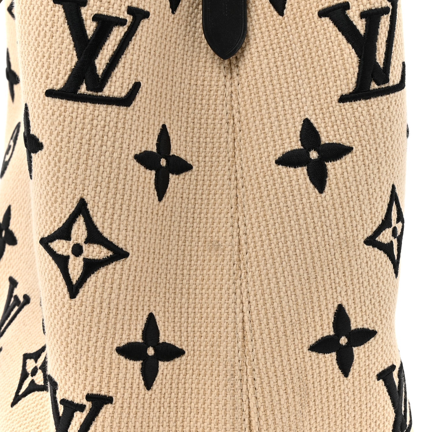 Cotton Monogram Embroidered Neonoe MM Beige Black