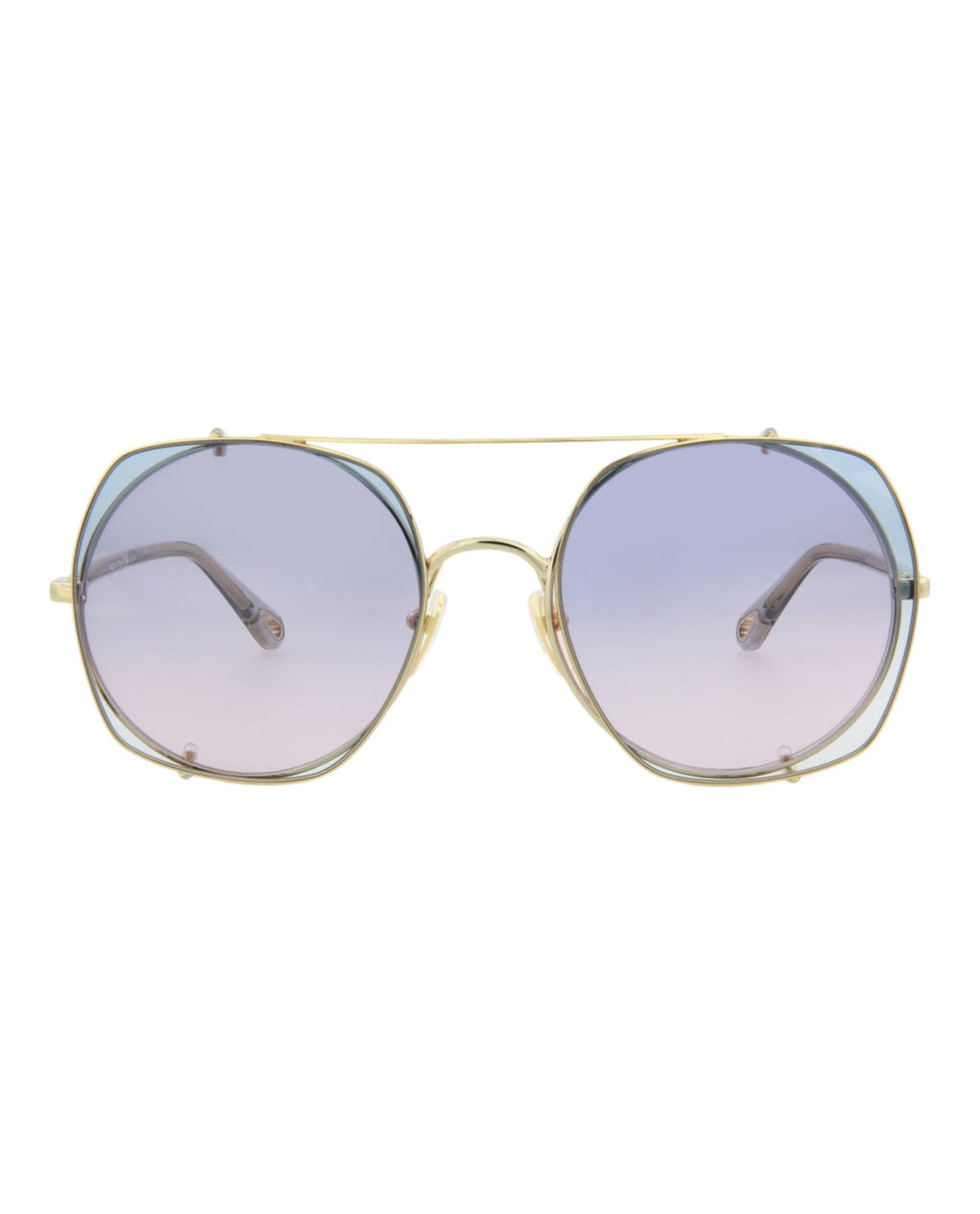 Chloé Womens Square/Rectangle Gold Grey Light Blue Fashion Designer Eyewear